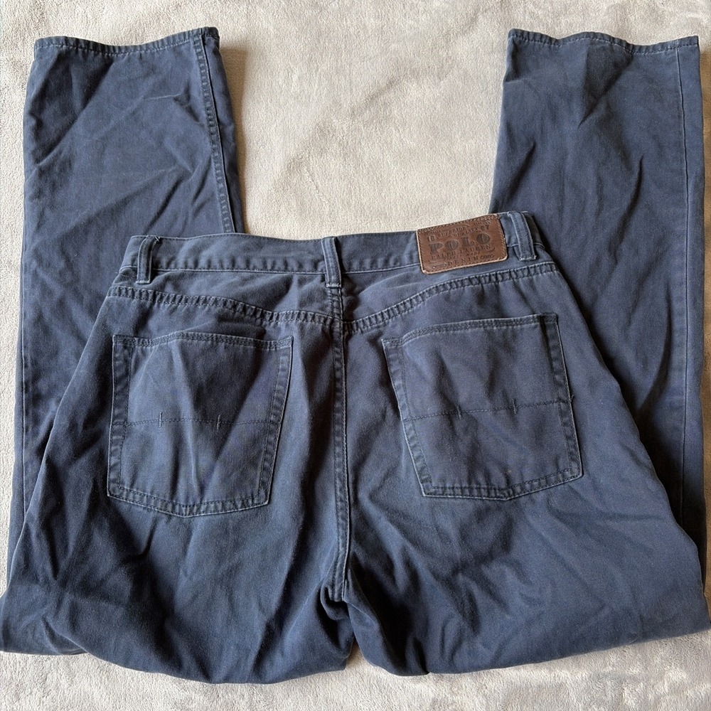 VTG Polo Ralph Lauren Pants Mens 33x30 Blue Cotton Chino Straight Five Pockets - Picture 4 of 7
